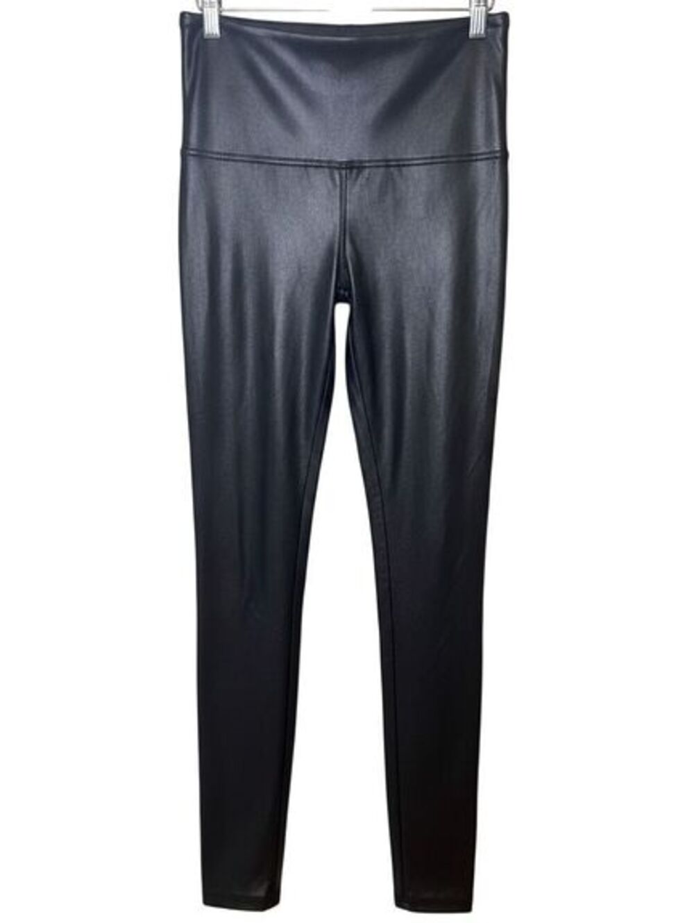 Spanx Faux Leather Leggings XL Tall Black High Rise Shaping Pull On Skinny